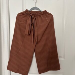 Brown Striped Women's Culottes